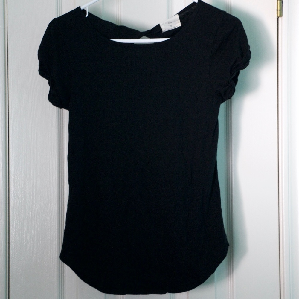 ANTHROPOLOGIE T.La  Black T-Shirt Twist Cutout XS